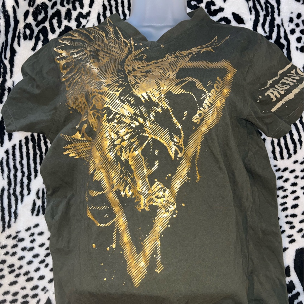South Pole Olive Green Tee with Gold Graphic